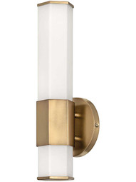 Facet Small LED Bath Light in Heritage Brass.
